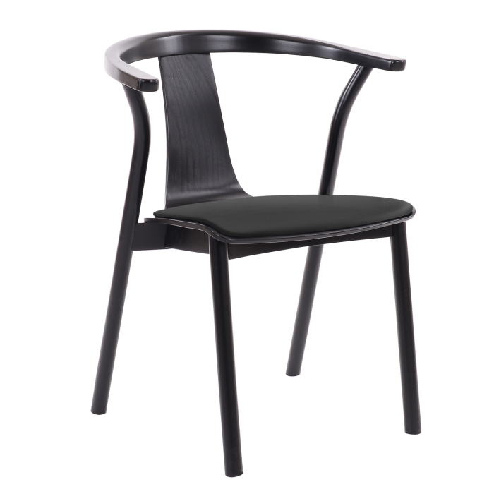 Ella | Bistro Træstol | Sæde Samt | Sort