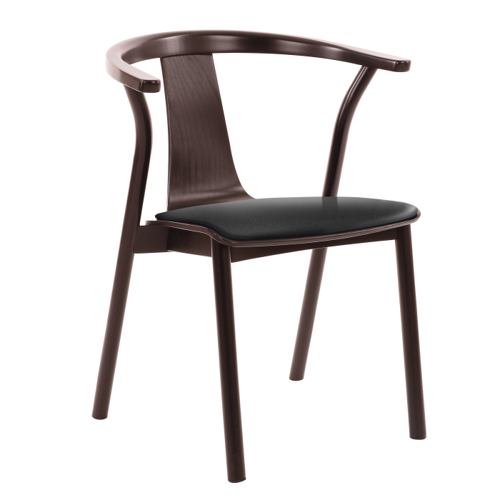 Ella | Silla Bistro de Madera | Asiento de Cuero | Negro