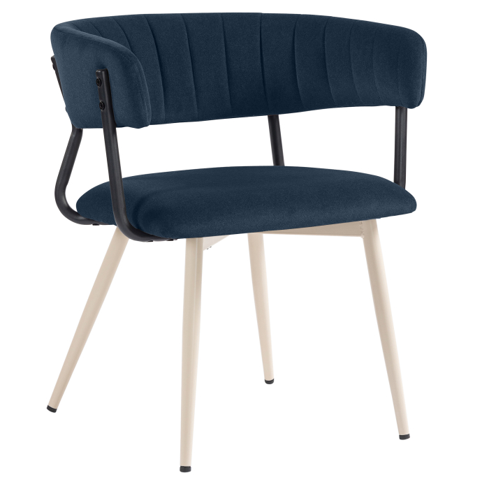 Elin | Hotellstol | Blå | Sammet | Vit ram