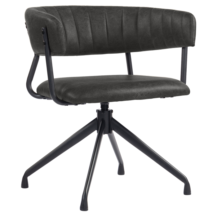 Elin | Hotellstol | Svart | Läder | Vridbar bas