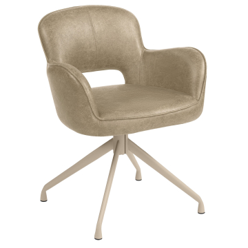 ELIF | Hotellstol | Läder | Beige | Vridbar bas