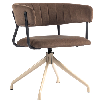 Elin | Fauteuil d'hôtel | Marron | Velours | Pivotant | Structure blanche