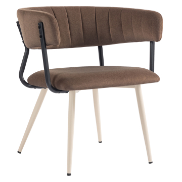 Elin | Fauteuil d'hôtel | Marron | Velours | Structure blanche