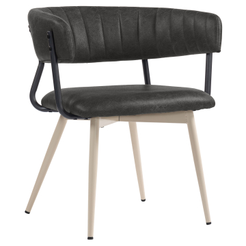 Elin | Fauteuil d'hôtel | Noir | Cuir | Structure blanche