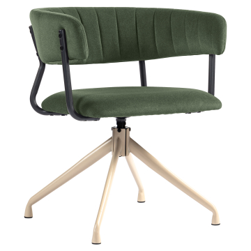 Elin | Fauteuil d'hôtel | Vert | Velours | Pivotant | Structure blanche