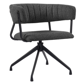 Elin | Hotel Chair | Dark Grey | Teddy Fabric | Swivel Base