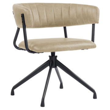 Elin | Hotel Stuhl | Beige | Leder | Drehfuß