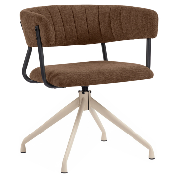 Elin | Hotellstol | Brun | Stoff/Tekstil | Svingbar base | Hvit ramme