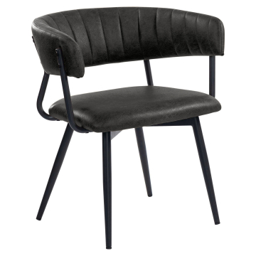 Elin | Hotellstol | Svart | Skinn