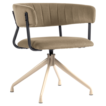 Elin | Hotellstol | Taupe | Sammet | Snurrfot | Vit ram