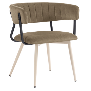 Elin | Hotellstol | Taupe | Sammet | Vit ram