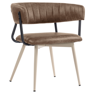 Elin | Hotelstoel | Bruin | Leer | Wit frame