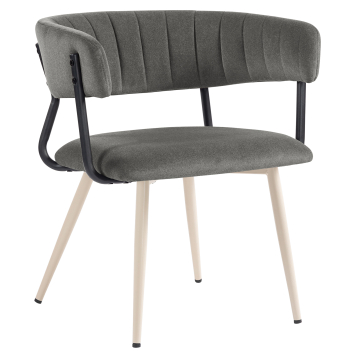 Elin | Hotelstoel | Grijs | Fluweel | Wit frame