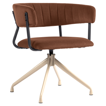 Elin | Hotelstoel | Roodbrons | Fluweel | Draaivoet | Wit frame