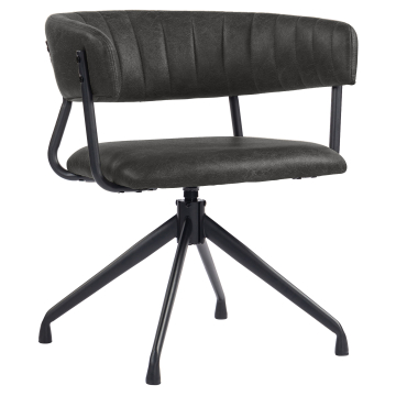 Elin | Sedia da hotel | Nero | Pelle | Base girevole