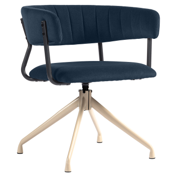 Elin | Silla de hotel | Azul | Terciopelo | Base giratoria | Estructura blanca