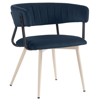 Elin | Silla de hotel | Azul | Terciopelo | Estructura blanca