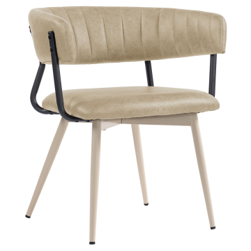 Elin | Silla de hotel | Beige | Cuero | Estructura blanca