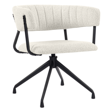 Elin | Silla de hotel | Crema | Tela de peluche | Base giratoria