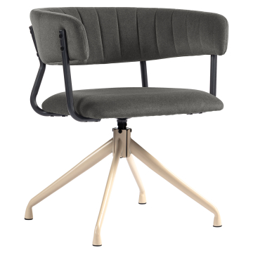 Elin | Silla de hotel | Gris | Terciopelo | Base giratoria | Estructura blanca