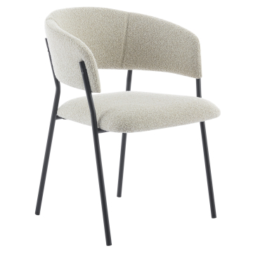 Elsa | Sedia da Bistro | Crema | Tessuto di peluche