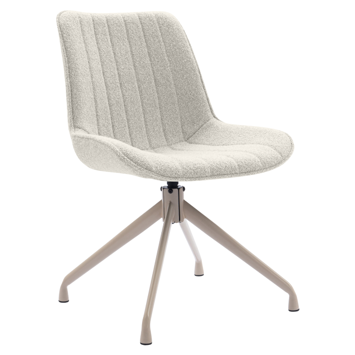 EMILY | Chaise d'hôtel | Tissu Teddy | Crème | Piètement pivotant
