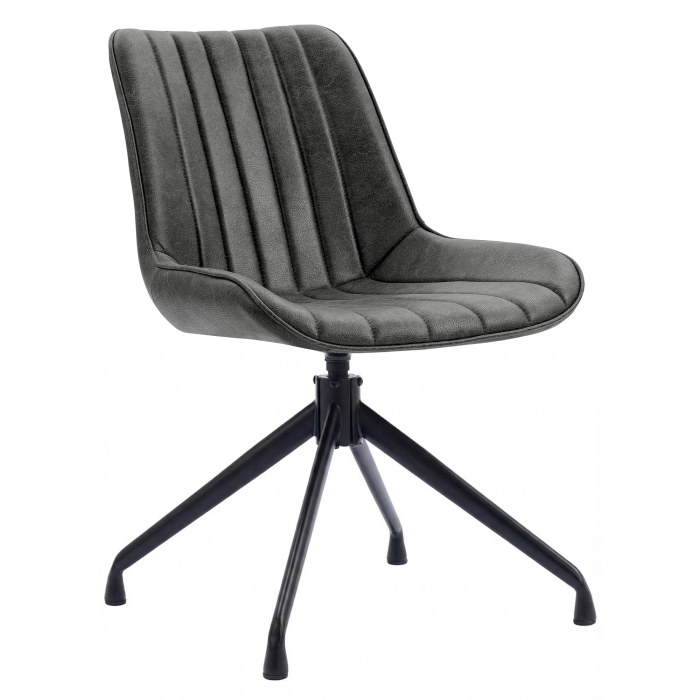 EMILY | Hotel Chair | Leather | Black | Swivel Base