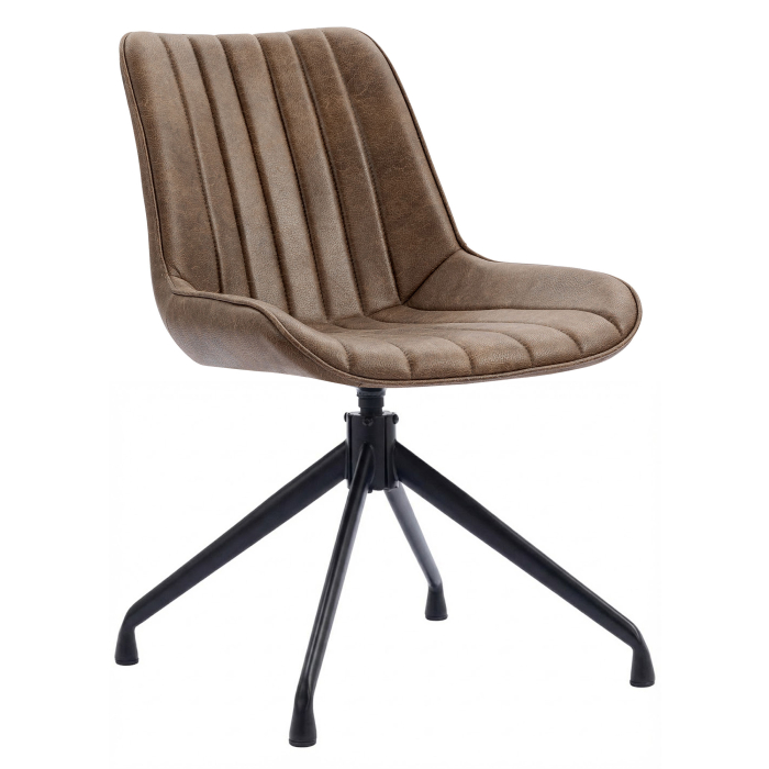 EMILY | Sedia da hotel | Pelle | Marrone | Base girevole