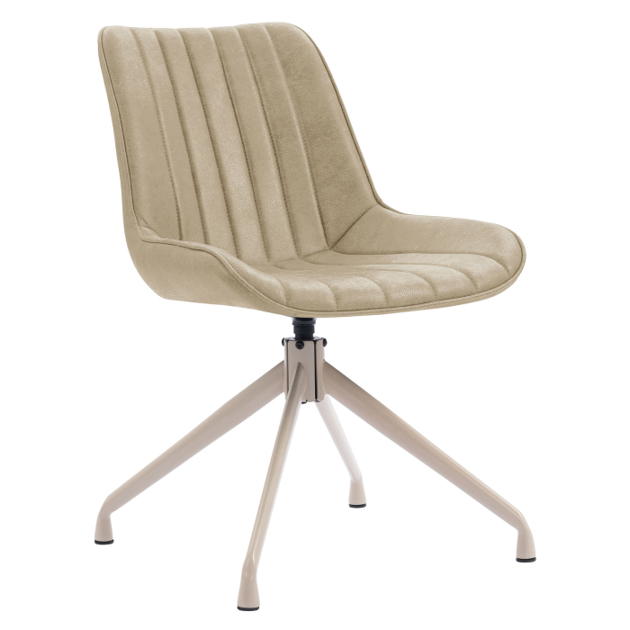 EMILY | Silla de hotel | Cuero | Beige | Base giratoria