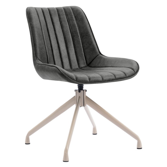 EMILY | Silla de hotel | Cuero | Negro | Base giratoria