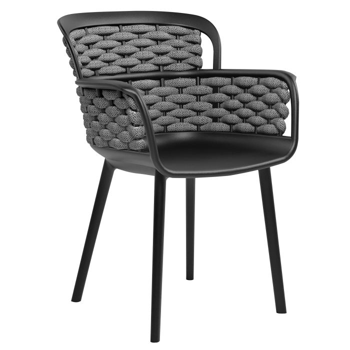 EMMA | Bistro utendørs stol | plast | Svart