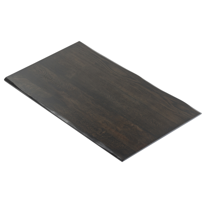EUROPA EG | Bordplade i massivt egetræ til restaurantbrug | 130 x 80 x 2,5 cm | Sort | Rektangulær | Rigtig kant