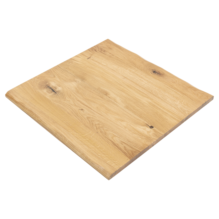 EUROPE OAK | Solid Oak Table Top for Commercial Use | 60 x 60 x 2.5 cm | Oak | Square | Live Edge
