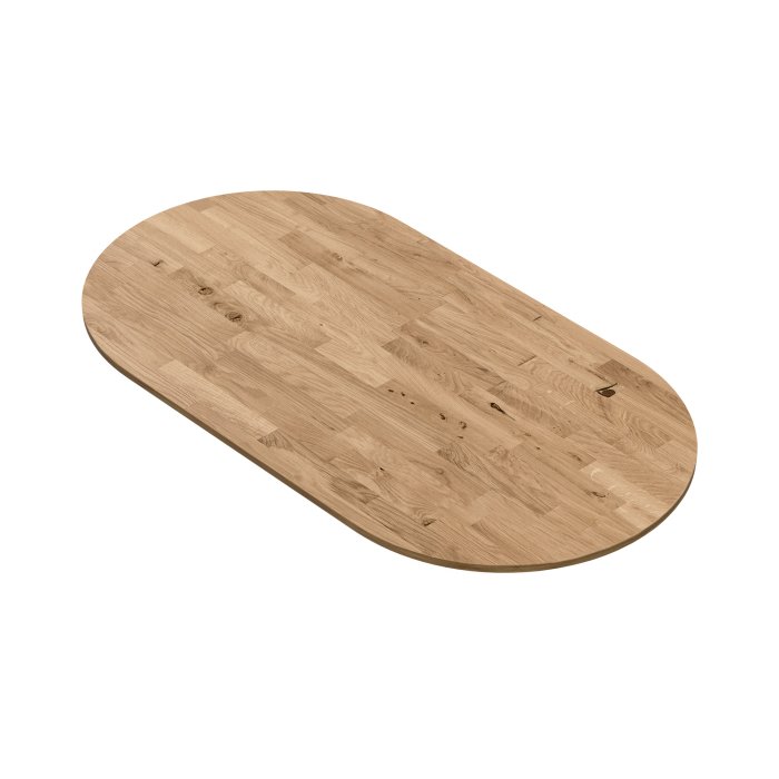 EUROPE OAK | Gastro Massiv Tischplatte | 130 x 80 x 2,5 cm | Eiche | Oval Rund | Fingerjoint