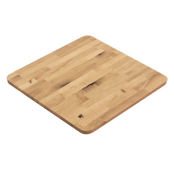EUROPE OAK | Piano tavolo in legno massello per uso commerciale | 60 x 60 x 2,5 cm | Rovere | Quadrato | Giunto a dita