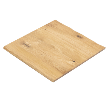 EUROOPPA-TAMMI | Massiivitammesta valmistettu pöytälevy kaupalliseen käyttöön | 60 x 60 x 2,5 cm | Tammi | Neliönmuotoinen | Karkeareunainen