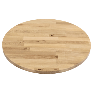 EUROPE OAK | Piano tavolo in legno massello per uso commerciale | Ø 60 x 2,5 cm | Rovere | Rotondo | Giunto a dita