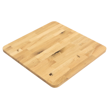 EUROPEES EIKEN | Massief houten tafelblad voor commercieel gebruik | 60 x 60 x 2,5 cm | Eikenhout | Vierkant | Vingerlas