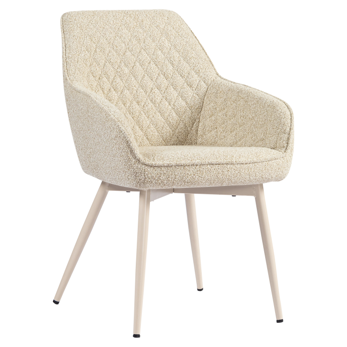 Eva | Sedia da hotel | Beige | Tessuto Teddy | Struttura bianca