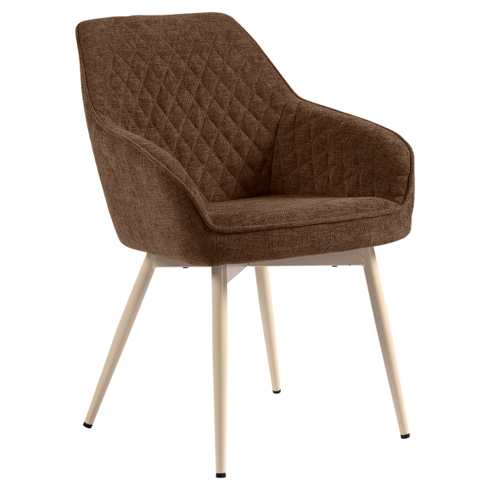 Eva | Krzesło hotelowe | Brązowe | Materiał/tkanina | Biała rama