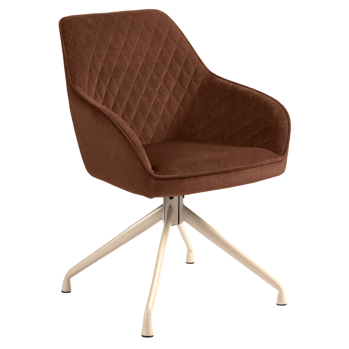 Eva | Hotellstol | Rödbrons | Sammet | Snurrfot | Vit ram