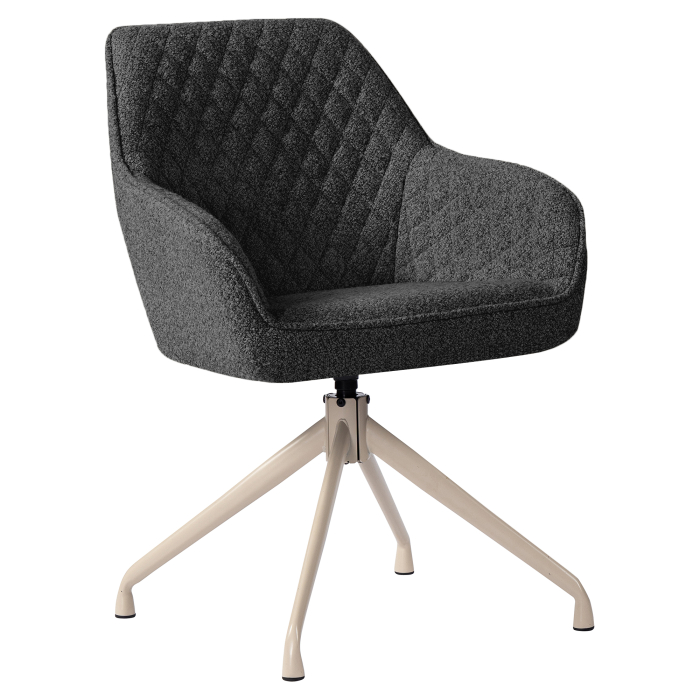 Eva | Hotel Stuhl | Dunkel Grau | Teddystoff | Drehfuß | Gestell Weiß