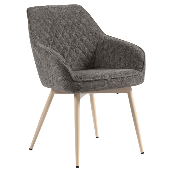 Eva | Hotellstol | Grå | Tyg/Textil | Vit stomme