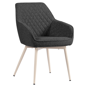 Eva | Chaise d'hôtel | Gris foncé | Tissu Teddy | Structure blanche