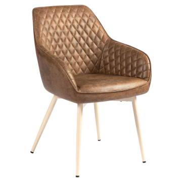 Eva | Fauteuil d'hôtel | Marron | Cuir | Structure blanche