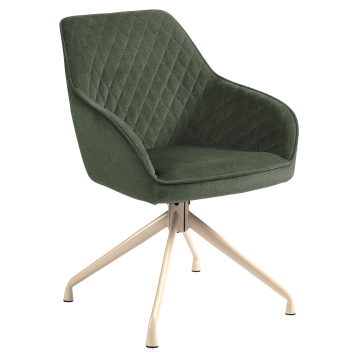 Eva | Hotellituoli | Vihreä | Sametti | Pyörivä jalusta | Valkoinen runko