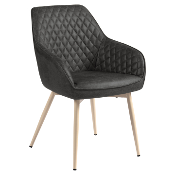 Eva | Hotellstol | Svart | Skinn | Hvit ramme