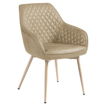 Eva | Hotelstol | Beige | Læder | Hvidt stel