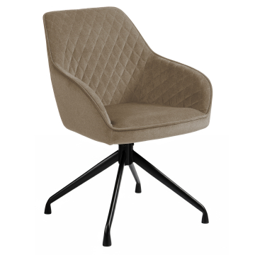 Eva | Krzesło hotelowe | Taupe | Aksamit | Obrotowa podstawa