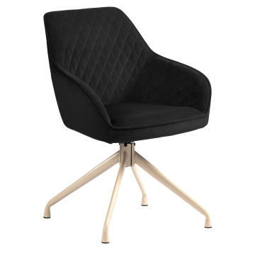 Eva | Silla de hotel | Negra | Terciopelo | Base giratoria | Estructura blanca